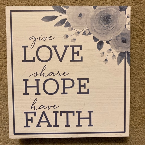 Give Love, Share Hope, Have Faith Wooden Shelf Sitter - Picture 1 of 5